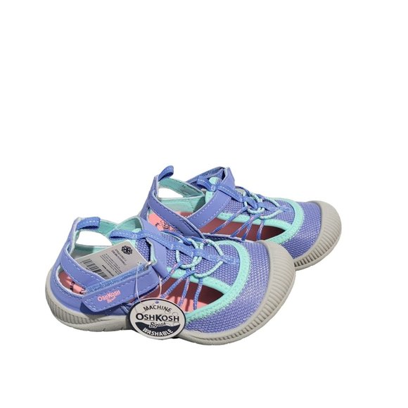 OshKosh B'Gosh Baby-Girl's Atka Mesh Athletic Bumptoe Cutout Sneaker, Periwinkle - Picture 4 of 6